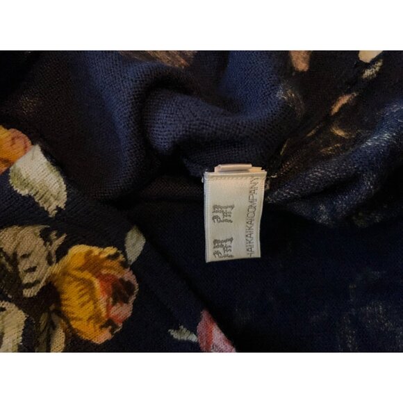 Shanghai KaiKai Company Floral Sweater Navy Rose Print Long Sleeve Boho Pullover - Picture 7 of 12